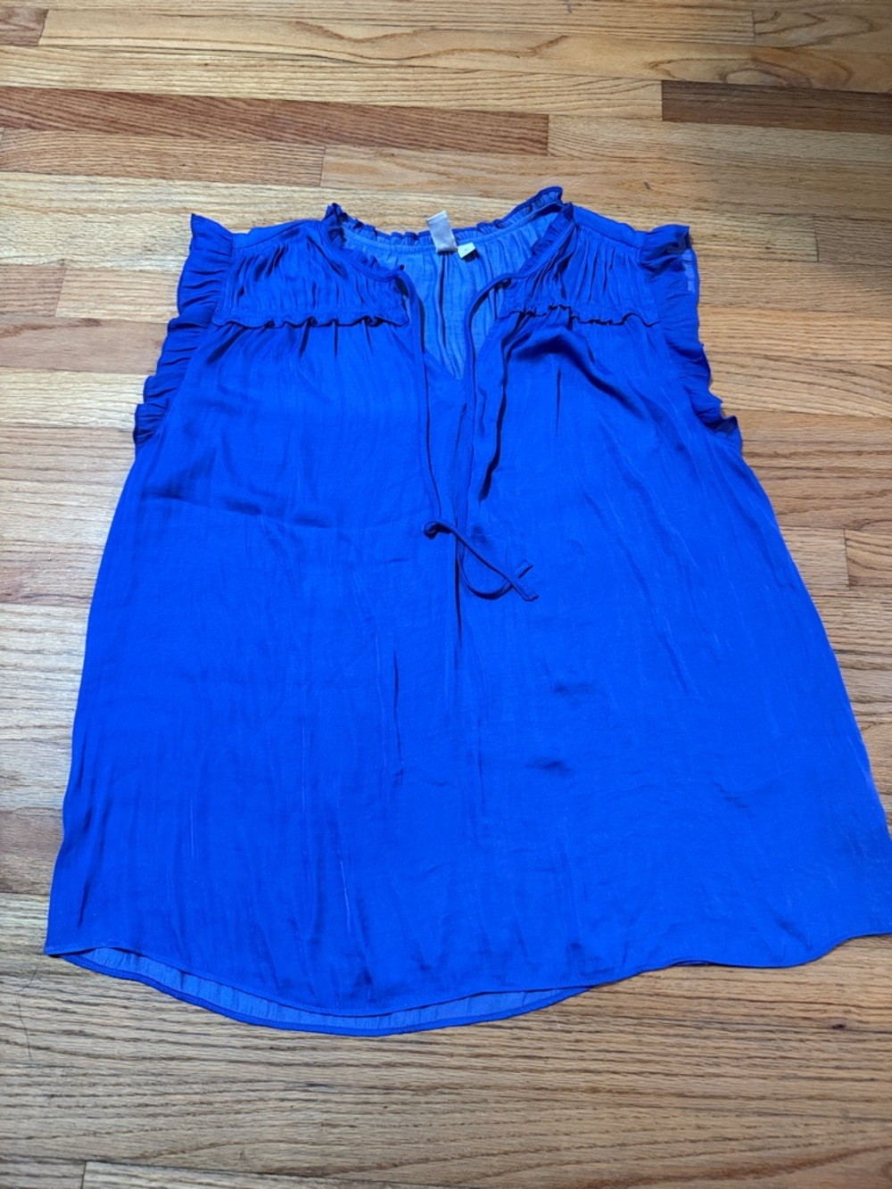 Joie Royal Blue Ruffle Tie-Front Sleeveless Camisole